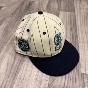 New Era Seattle Mariners 35th Anniversary Pinstripe 59FIFTY Fitted Hat 7 3/8